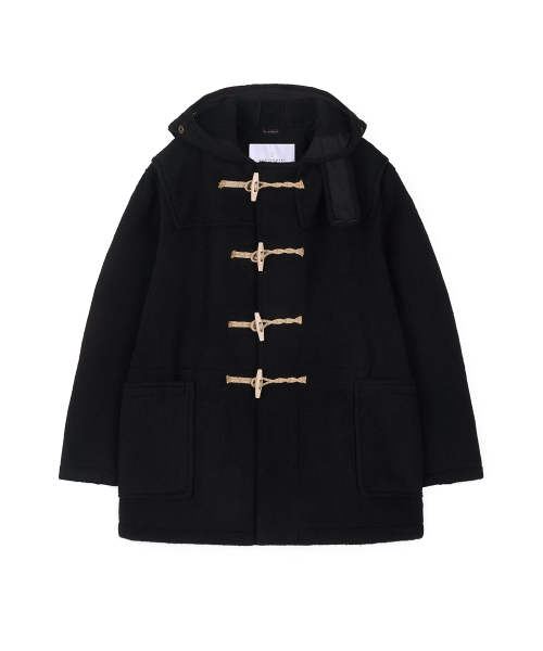 SHORT ORIGINAL DUFFLE COAT WITH WOODEN - BLACK