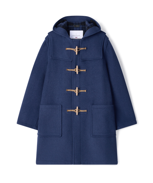 CLASSIC FIT DUFFLE COAT WITH WOODEN - ROYAL BLUE