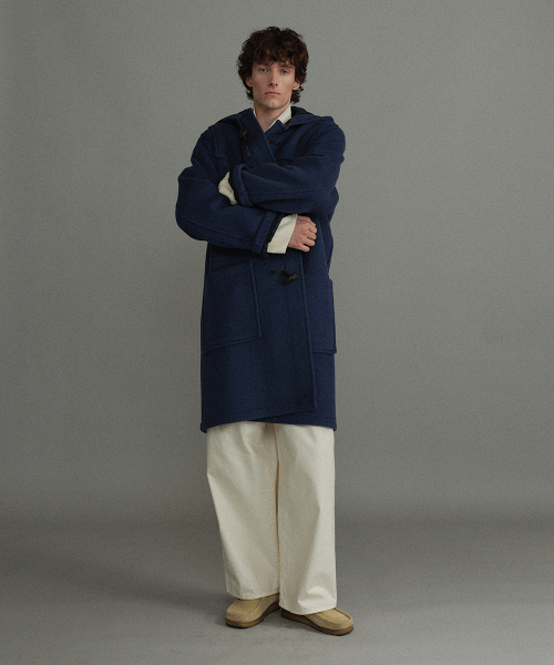 CLASSIC FIT DUFFLE COAT WITH HORN - ROYAL BLUE