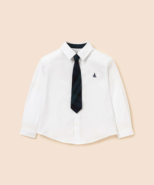 빈폴 키즈() [Essential] 옥스포드 셔츠 & 넥타이 세트 - 화이트 (BI6164UE11) 상품 이미지