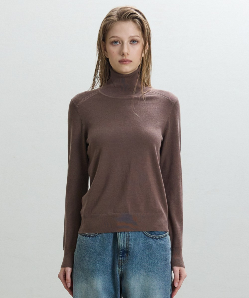 Basic Thin Turtleneck [BROWN]