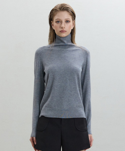 Basic Thin Turtleneck [GREY]