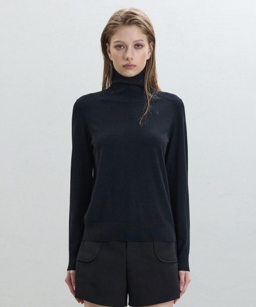 Basic Thin Turtleneck [BLACK]