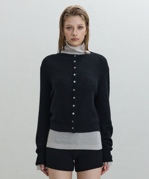 Alpaca Two-Way Cardigan [BLACK]