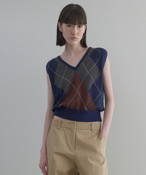 Argyle Knit Vest [NAVY]