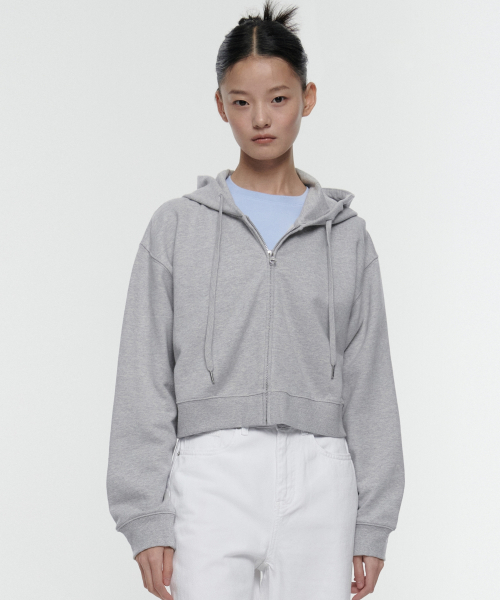 무신사 스탠다드 우먼() [3만원 이상 구매시 구매 가능] 우먼즈 크롭 후디드 스웨트 집업 [미디엄 그레이] 상품 이미지