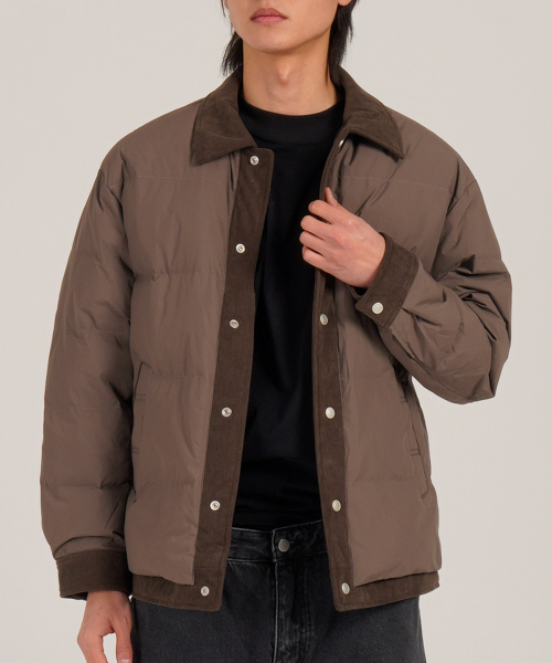 Полукроп куртка из вельвета с пухом 80/20 (Brown)