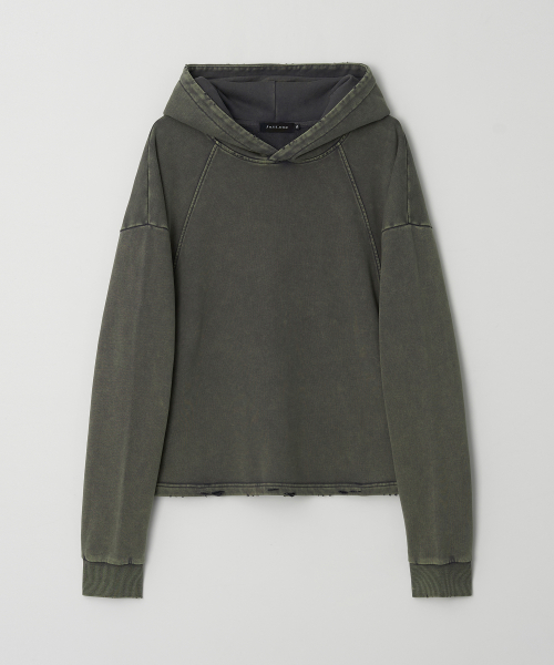 JN342 Vintage Washed Crop Hoodie - GREY