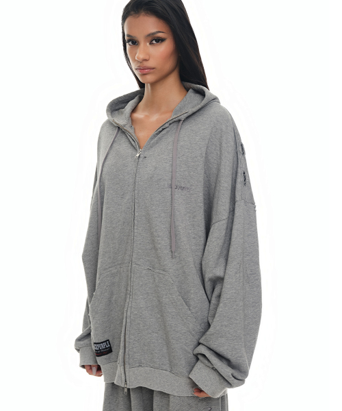 Худи на молнии Shadow Loop Zip-Up Hoodie Melange Gray
