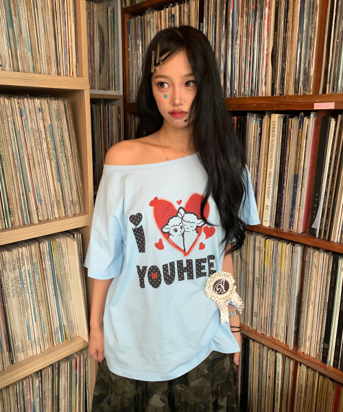 I LOVE OFF-SHOULDER T-SHIRTS_LIGHT BLUE