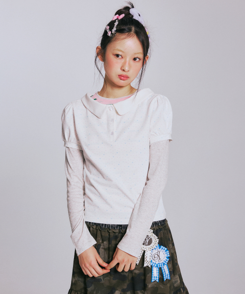 Футболка PUFF SLEEVE PK OFF-SHOULDER T-SHIRTS_WHITE