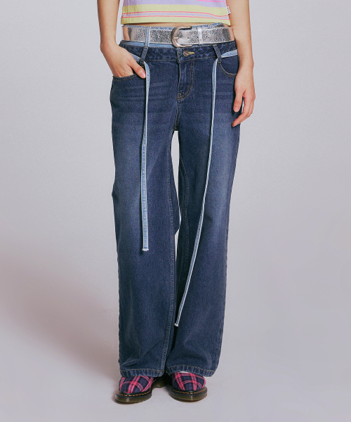 LAYERED STRING DENIM PANTS_INDIGO