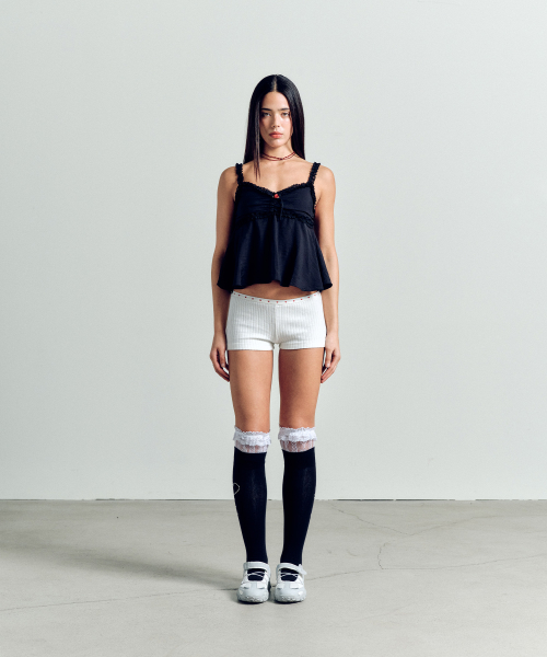 FLOWER LACE TRIM SLEEVELESS BLACK