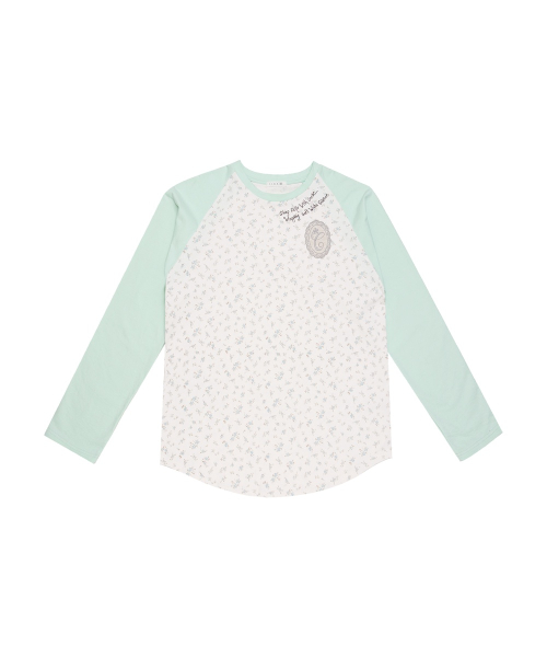 Sleep Well T-shirt Mint & Blue Flower