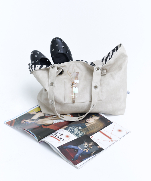 EYELET LEATHER BAG (VER.2) - BEIGE