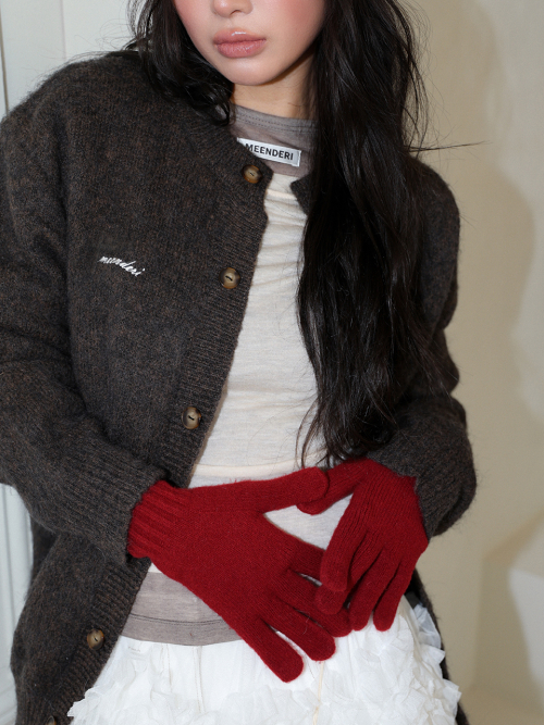 MEENDERI LOGO WOOL CARDIGAN - BROWN
