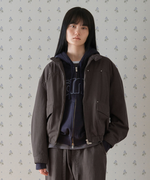 WASHED COTTON JACKET_CHARCOAL
