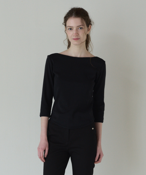 50s EMBROIDERED 3/4 SLEEVE T-SHIRT_BLACK