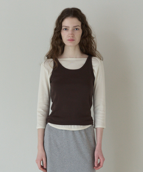 50s EMBROIDERED SLEEVELESS T-SHIRT_BROWN