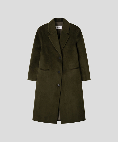 Классическое длинное пальто из альпаки и шерсти [Khaki]