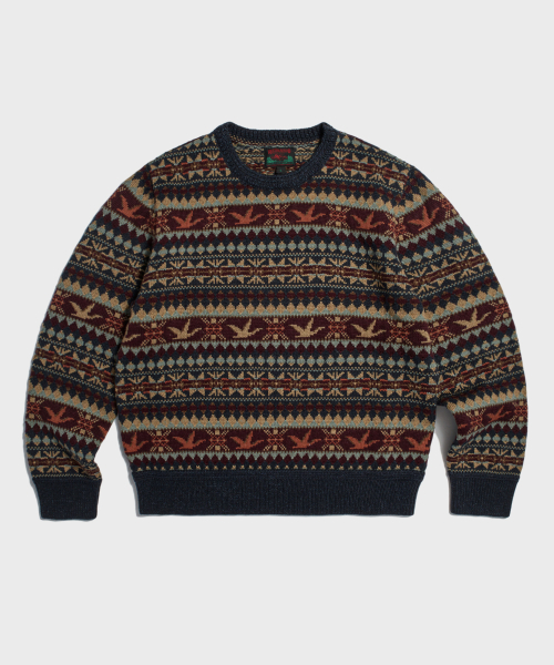 Fair Isle Wool Knit свитер Navy