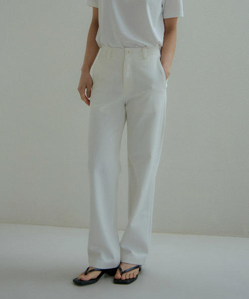 Прямые хлопковые брюки (White)