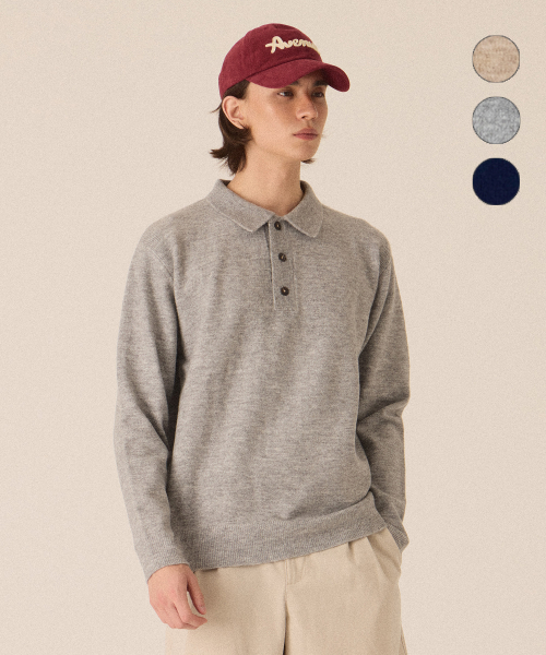 Button collar knit -3color