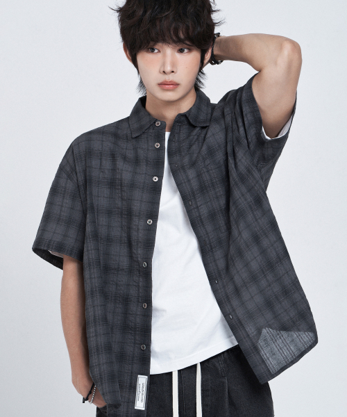 CHECK OVERFIT SHORT SLEEVE рубашка [CHARCOAL]