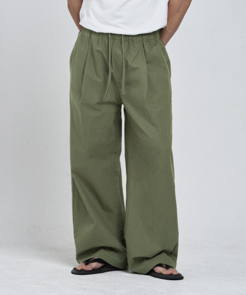 Свободные брюки на резинке под лен (Light Khaki)