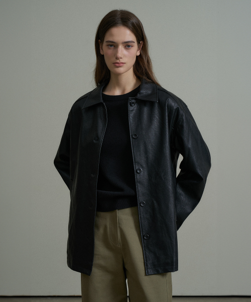 Classic leather jacket_Black