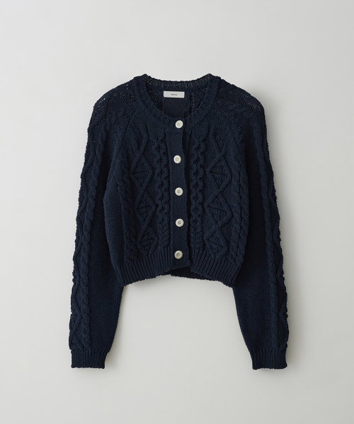 Cable Cropped кардиган(Navy)