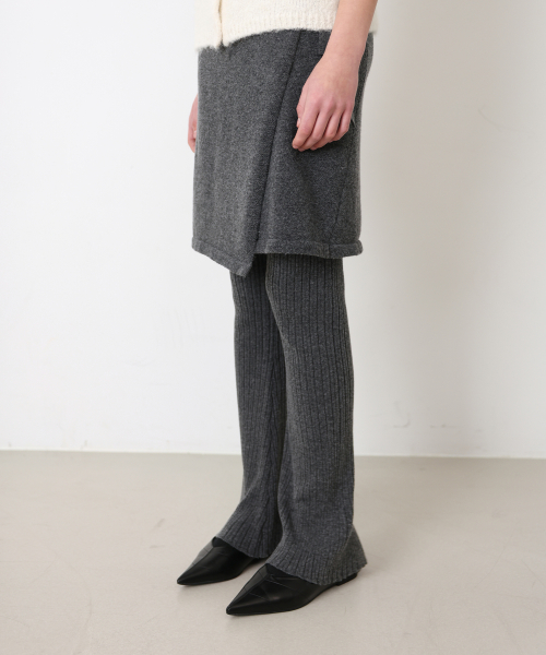Layered Knit Wrap Set Pant - 차콜