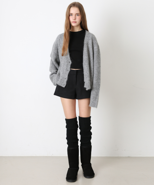 Hairy Alpaca Boxy Cardigan - 그레이