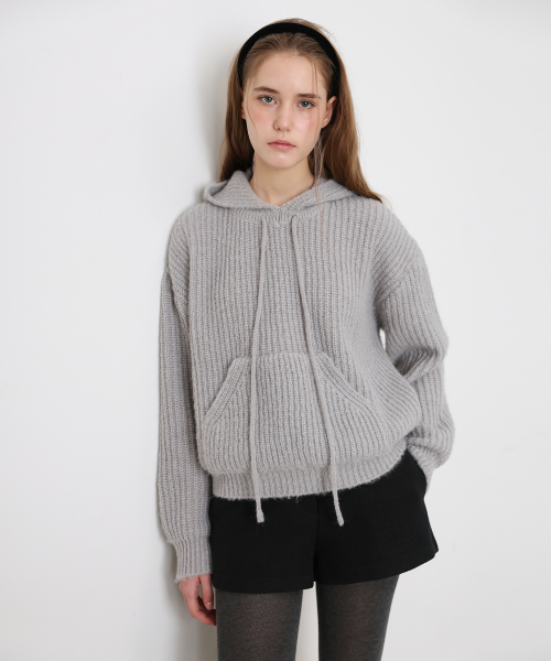 Soft Hatzi Hooded Knitwear - 그레이
