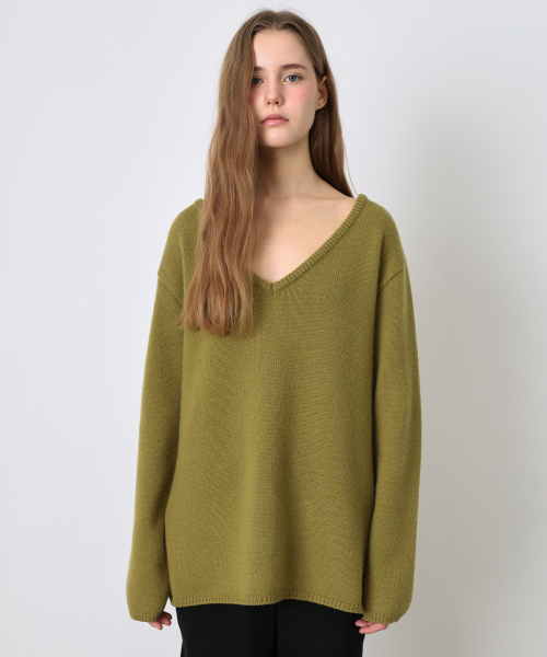 Deep Line Wool Knit - 올리브