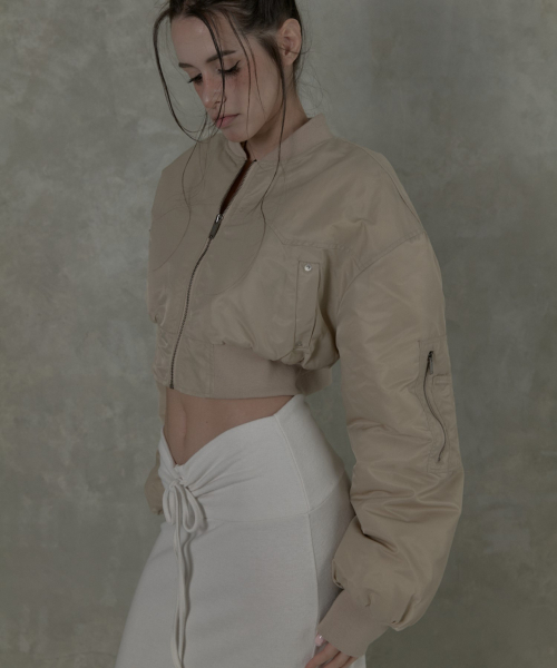 Укороченный бомбер Muted Crop, Beige