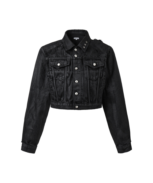 Укороченная джинсовка с пропиткой - Coated Black