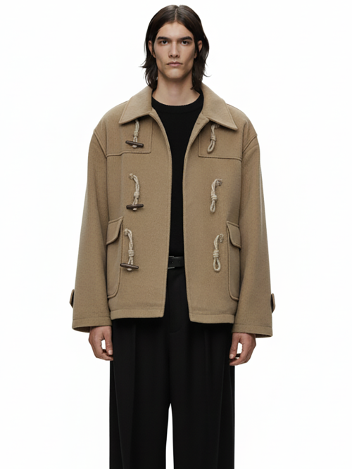 Оверсайз дафлкот с воротником (Charcoal Beige) / M254OT08