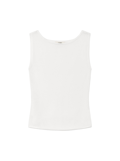 G KNIT SLIT SLEEVELESS TOP (WHITE)