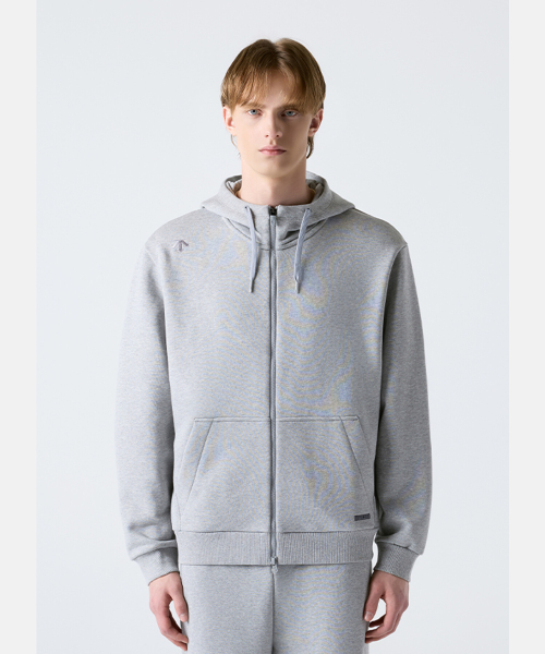 Спортивное оверсайз худи на молнии Melange Grey SR123UFT11