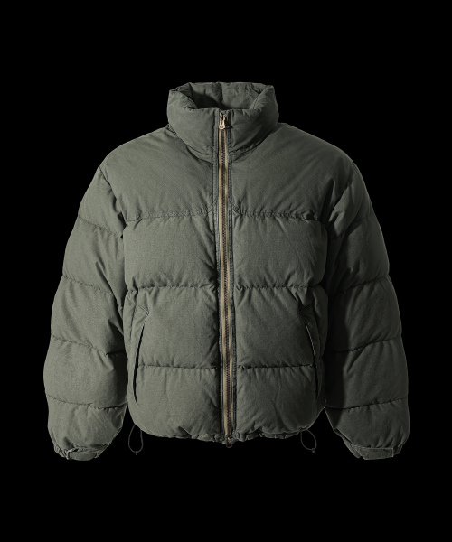 Винтажный короткий пуховик гусиный пух Olive Drab