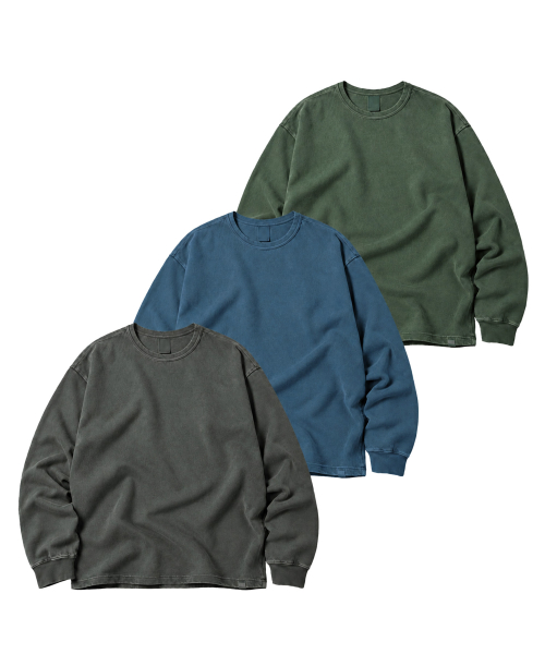 디스커스 애슬레틱 [2PACK/세미크롭핏] 피그먼트 롱 슬리브 티셔츠 3colors