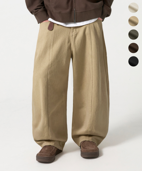 CURVED BALLOON FIT WIDE хлопковая PANTS_5color