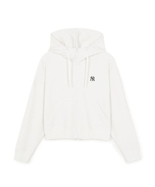 Женская базовая худи-молния balloon fit NY (Ivory)