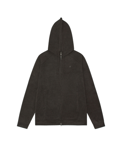 TCM texture flow hooded zip-up (brown)
