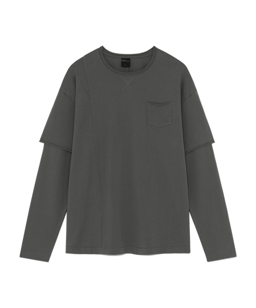 TCM raw cut layered long sleeve (charcoal)