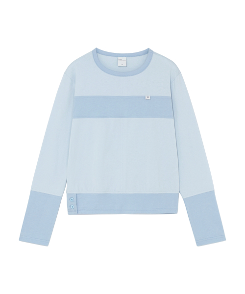 (w) TCM color block line long sleeve (sky blue)