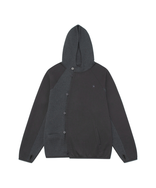 TCM curved button waffle jacket (charcoal)