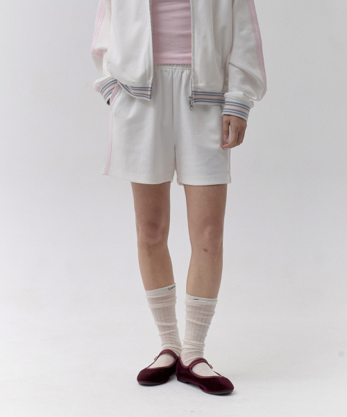LINE-DETAIL TRACK SHORTS [WHA]