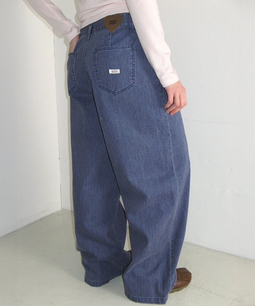 SOFT PIGMENT WIDE DENIM PANTS DEEP BLUE